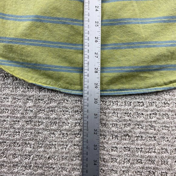 Hurley Shirt Men Medium Large L Green Blue Striped Button Down Short Sleeve Surf - Picture 11 of 12
